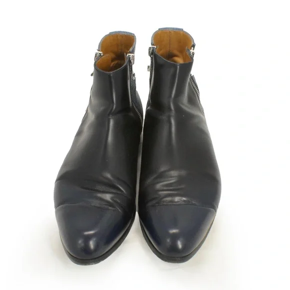 Balenciaga Side Zip Cowhide Leather Blue Python Zip Up Boots - Picture 2 of 10